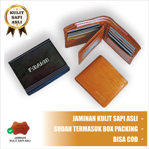 Payuan - Dompet Kulit Sapi Asli Motif Kayu Original Warna Tan