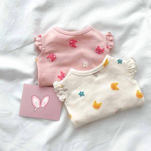 S-XL Áo Ba Lỗ Tay Bay Cho Cún Con Quần Áo Cho Chó Áo Mèo Hồng Dễ Thương Quần Áo Thú Cưng Nữ Cho Shih Tzu