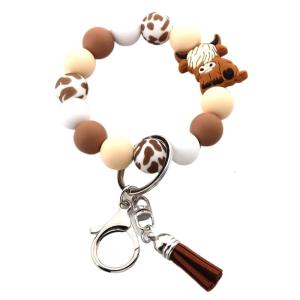 พวงกุญแจหนังวัวไฮแลนด์ลูกปัดซิลิโคนแข็งแรงอุปกรณ์เสริมพวงกุญแจที่เป็นเอกลักษณ์สำหรับการใช้งานจริงและทันสมัย