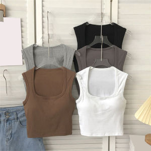 เสื้อแขนกุดเกาะอกทรงสี่เหลี่ยมสำหรับผู้หญิงเสื้อชั้นในสตรีผ้าดีคอเต่า