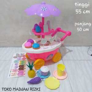 1 Set Mainan Anak Gerobak Es Krim Besar Ice Cream Stroller Permen Keranjang Play Set Makanan Penutup Trolley Mainan