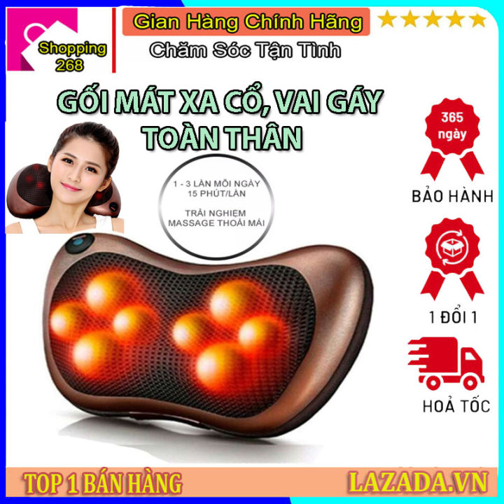 Máy massage cổ vai gáy, Gối massage cổ vai gáy hồng ngoại 8 bi đảo ...