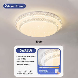 48W Ceiling Light 40cm High-Brightness LED Living Room Lamp 3 Color Dimming Light Lampu Siling Light Panel Light