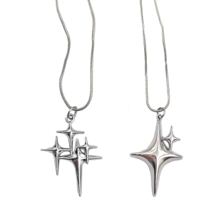 Four-Pointed Star Necklace Adjustable Crucifix Choker Necklace Clavicle Chain Smooth Cross Pendant Necklace