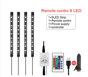 BOSSKU Music Control Car LED Strip 9/12/18led Colorful RGB 5050 Car Interior Floor Atmosphere Light Strip