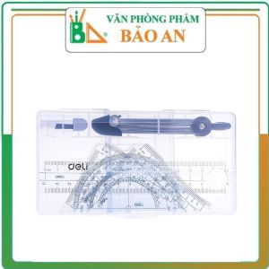 Bộ Eke Deli 9609.Bộ thước kẻ gồm hai thước góc vuông một thước dài và một thước đo độ - Văn phòng phẩm Bảo An