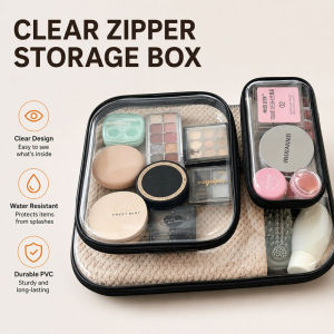 Transparent Storage Pouch Zipper PET Waterproof Makeup Organizer Bekas Mainan Serbaguna