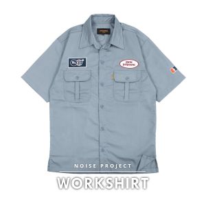 WOLV Kemeja Pria Workshirt Kemeja Kerja Navy
