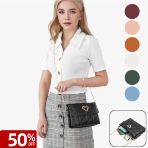 Belfoyer กระเป๋าสะพายไหล่ตกแต่งหัวใจรักกระเป๋าโทรศัพท์ลายสก๊อตสำหรับสุภาพสตรีกระเป๋าแฟชั่นเรียบง่าย