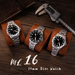 Militado Watch 39mm Dive Watches Sapphire Crystal 200M Water Resistant Swiss Luminous Ceramic Bezel Quartz Wristwatch for Men