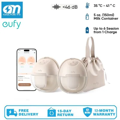 Anker T8D02 eufy Wearable Breast Pump S1 Electric Hands-Free Breast Pump with Heating Technology Portable Charging Case App-Controlled Smart Rhythm Hospital-Grade Suction