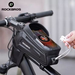 【SG Delivery】ROCKBROS Bicycle Front Top Tube Bag Waterproof Bag Phone Touch Screen Bicycle Frame Bag Bicycle Bag For 5.8 / 6 / 6.8 Inch Phone Cycling Bag MTB Bag Cycling Bag Bike Bag Bicycle Accessories
