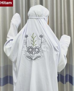 Mukena Terusan Dewasa Bahan Katun Mikro Motif Bordir Bunga Rambat Lovia Indah Cantik