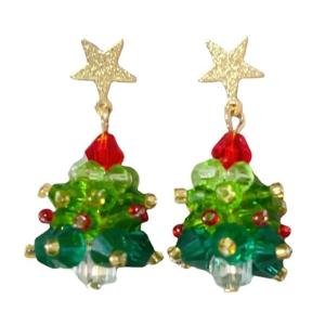 Sparkling Christmas Tree Earrings Christmas Themed Pendant Ear Studs Festival Holiday Gift for Women