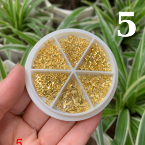 Phụ kiện kim loại gắn móng tay nail  Charm đính gắn móng nail  ẩn gel hũ 6 ô
