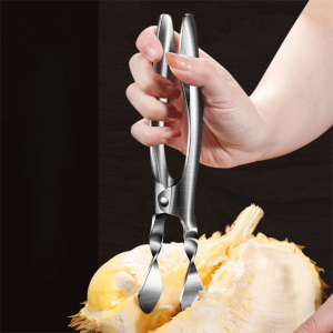 GUHEHARD 304 Stainless Steel Durian Shell Opener Effort-saving Built-in Spring Durian Shell Cracker Durable Efficient Watermelon Melon Opening Pliers Commercial