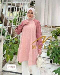 MDLY Baju kemeja atasan wanita muslim/Atasan Tunik Elegan Kombinasi Cotton Lux/Maxci Tunic by Mdly