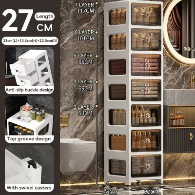 17/27cm Drawer Slim Gap Storage Cabinet Fridge Bathroom Narrow Organizer