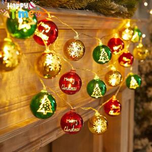 Happy Time 2M 10 LED Christmas Lights Party Needs Decorations Hanging Xmas Tree Pendants 5cm Balls Bulbs String Lights Xmas Wreath Ornaments Red Green Fairy Light Holiday New Year Home Decor 2026