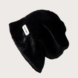 หมวกขนแกะหนาสีทึบสำหรับผู้หญิงผู้ชายหมวกทรงถั่วตุ๊กตาฤดูหนาวอบอุ่นใหม่หมวกคลุมผมด้านนอกหมวกคลุมผม