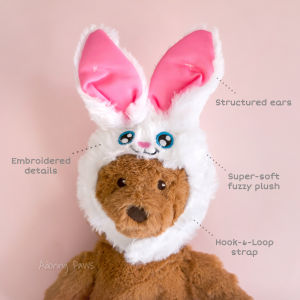 (Hat for tiny pups!) Bond & co. Easter Bunny Rabbit Plush Pet Dog Puppy Cat Soft Hat Headgear Cap Halloween Cute Costume