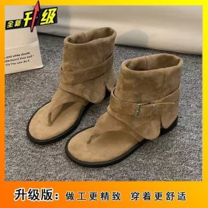 [Free Shipping] WomenS Summer New Retro Style Thick-Soled Hollow Roman Sandals With Buckle Straps And Toe Clips Featuring A Platform Sole