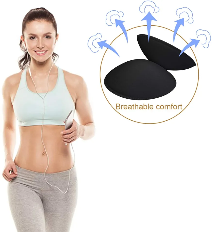 Bra Inserts 4 Pairs Round Size, Sermicle Bra Pads Sewed Stitched Removable  for Sports Bra B/