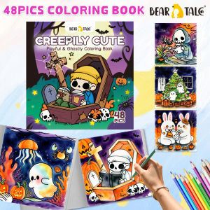 BEAR TALE Adult Coloring Books Decompression Anxiety Relief Concentration Training Draw Book 48 pcs