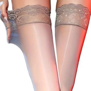 Phụ Nữ Của vớ dài Bóng Với viền ren trên đầu gối Cao tới đùi Lụa Lung Lung Lung Lung Vớ Vớ Đối Với Trang Phục Buổi Tối