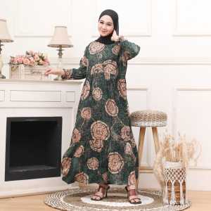 Gamis rayon Tebal Gamis Perempuan Lengan Panjang Motif Elegan Disya Fashion