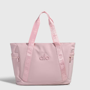 ALO Women Nylon Tote Shoulder Bag Printed Wide Handle Side Zipper Pocket Large Capacity Casual Office School Daily Handbag For Ladies