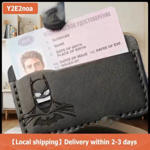 【Local shipping】 Slim Leather Bat Wallet Credit ID Card Holder Purse Money Case Cover With Super Hero Mask Gift For Dad Son Husband Birthday Gift