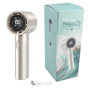 พัดลมมือถือ พัดลมพกพาเทอร์โบ  ความเร็วสูง จอแสดงผลLED ปรับความเร็วได้ ปรับได้3โหมด USB พัดลมมือถือType-C