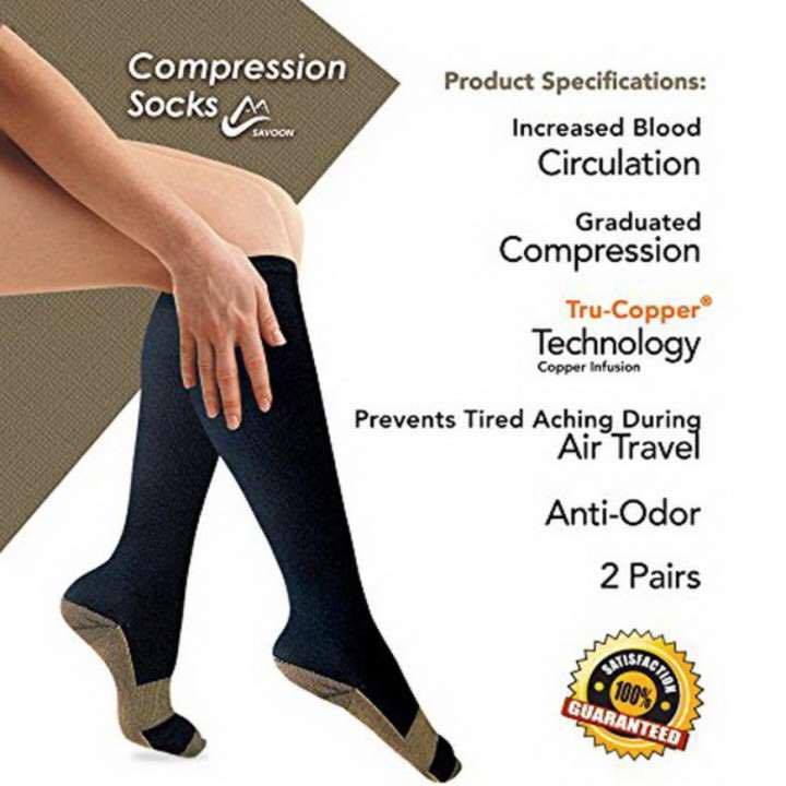 copper fit Sock ถุงเท้าเพื่อสุขภาพขนาดยาวพิเศษถึงเข่าบำบัดเท้าเมื่อยล้า