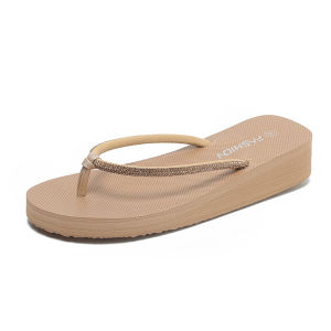 [Free Shipping] 2026 Womens Summer Outdoor High-Heeled Flip-Flops Ins Trendy Non-Slip Wedge Beach Sandals for Women