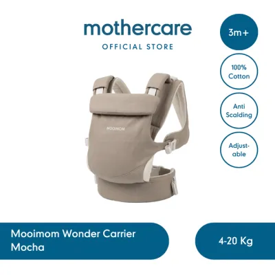 Mooimom Wonder Carrier Mocha - Gendongan Bayi Depan Support M-Shape SSC Bahan Pure Cotton Super Adem