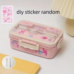 [Buy 2 Get 1 Free Sticker] DIY Cartoon Sticker Lunch Box Student Compartmentalised Eco-friendly Bento Box Tableware Stationery Supplies