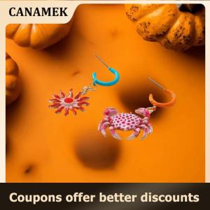 【 CANAMEK 】 4Pcs set Personalized Trendy Creative Design Alloy Starfish Crab Earring For Women Party Jewelry Gift