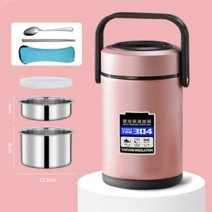 304 Stainless Steel Vacuum 24-Hour Insulated Lunch Portable Lunch Large Capacity Insulated Bucket Three-Layer Bento Vacuum Pot Thermos Food Soup Thermal Container ﻿