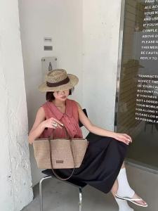 Korean-style high-end minimalist aesthetic large-capacity mesh tote bag Lightweight multi-compartment shoulder bag Womens Commuting and Beach Vacation New 2026 Summer #7603