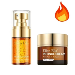 ELLEN ELLA Official Store Anti-Aging Triple Retinol FaceCream And Serum for dark spot correctingglow serum Skin Repair Acne and FlawlessSkin-30g Cream+ 35ml Serum retinobakuchiolSkincare Smooth ComfortTightening Restore