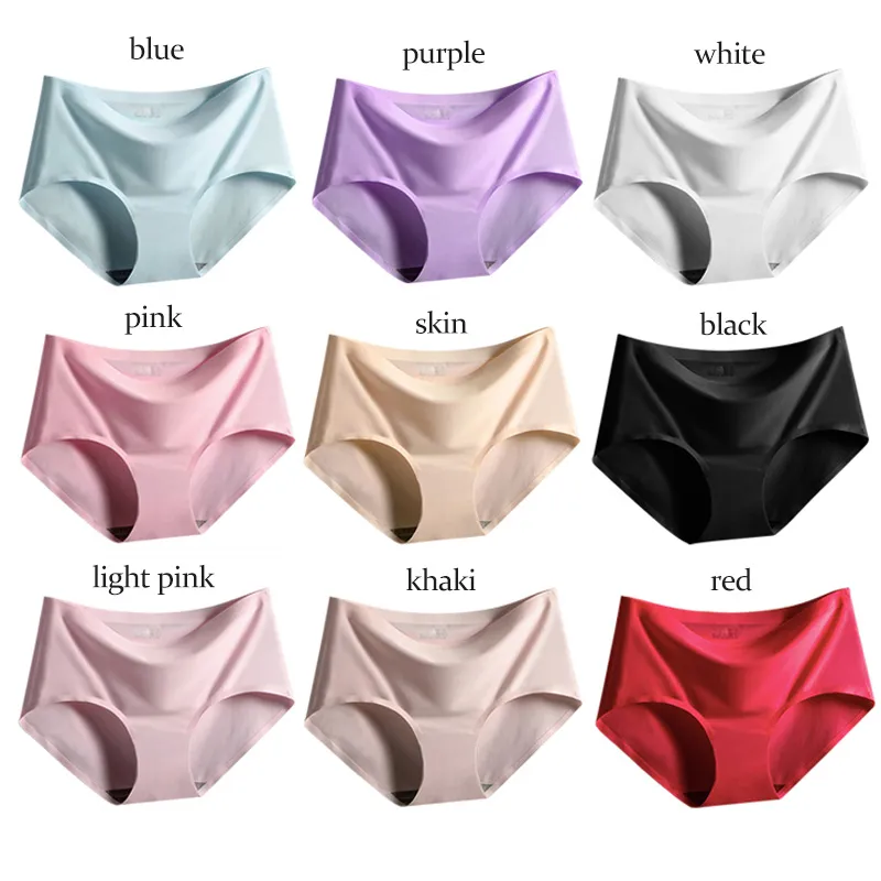 FINETOO (1Pcs for sale and 6Pcs/Pack and 12pcs ) Ice Silk breathable Seamless  Panty Ice-silk Fashion underpants Sexy Panties For Women women underwear  panty 12pcs
