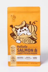 อาหารแมว โจโม่ โฮลิสติก เกรนฟรี กลูเตนฟรี ไม่เค็ม ปลาแซลมอนและมันหวาน พร้อมด้วยพรีไบโอติกส์ และโพรไบโอติกส์ ขนาด 1.5 กก.