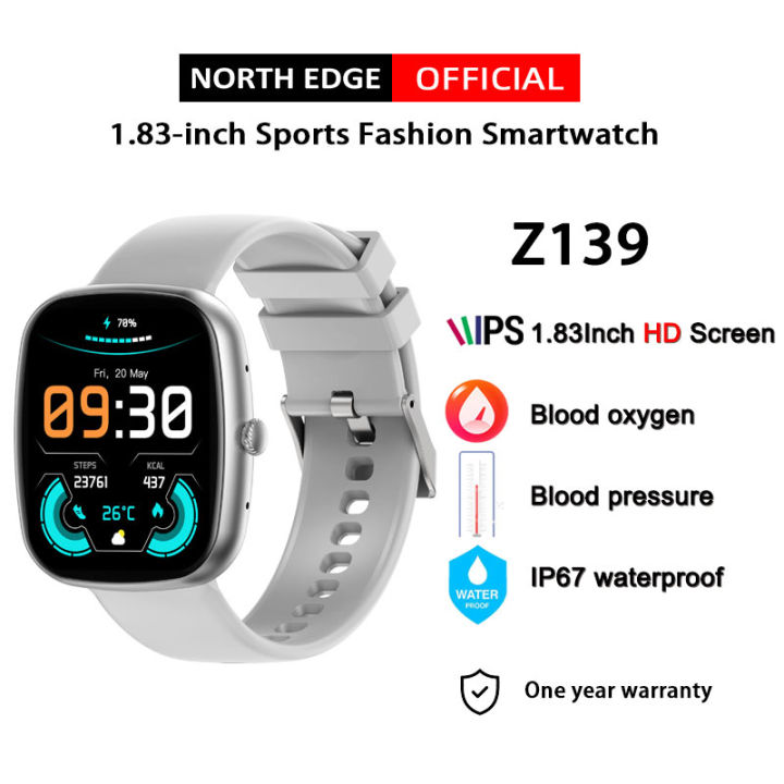 NORTH EDGE Square Full Touch Screen Smart Watch New Trend Watch for Men  Compatible with IOS Android System IP67 Waterproof Custom dial Z139  Lazada