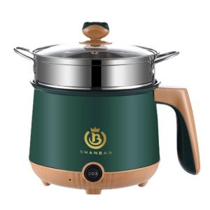 Nồi lẩu điện đa năng mini SHANBAN công suất 600W 2 nấc điều chỉnh nhiệt Dung tích 2000ml Kèm xửng hấp Inox.