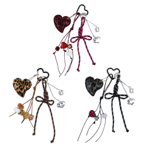 Hình trái tim PU cung Charm Gắn Túi Móc Chìa Khóa Túi Gấp Nhỏ Gọn Mặt dây chuyền Móc treo chìa khóa đa dụng phụ kiện cho ví chìa khóa quà tặng cho cô ấy