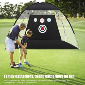 Golf Target Net - Golf Hitting Nets - Portable Jaring Golf - Golf Driving Net 2M with 3 Wedge Pocket