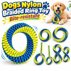 GOUPO Washable Dog Rope Toy Nylon Figure-8 Double-Loop Design Interactive Dog Toy Tear‑resistant Dog Chew Toy For Pet Training