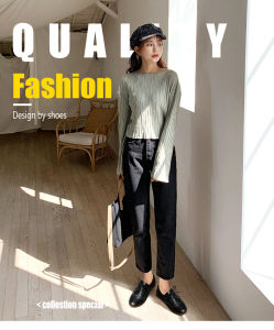 Sepatu Kerja Wanita Karet Flatshoes Wanita Casual Murah Selop Flat Shoes Cewek Oxford Kulit Terbaru Oxfords & Lace-Ups Kekinian 060