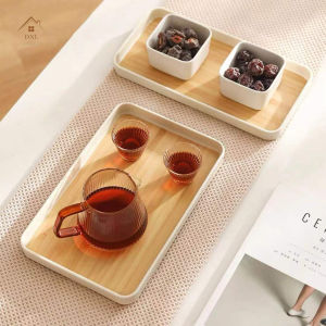 DXL Household Tray Tea Cup Water Cup Tray Living Room Japanese Minimalist Rectangular Round Fruit Plate